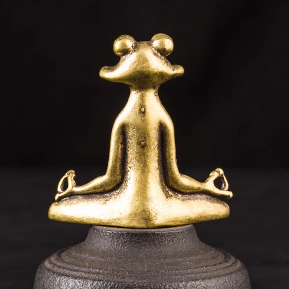 Brass Zen Frog Statue - Picture 2 of 6